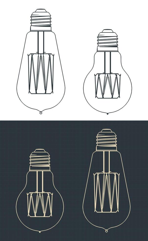 LED lamps blueprints vector