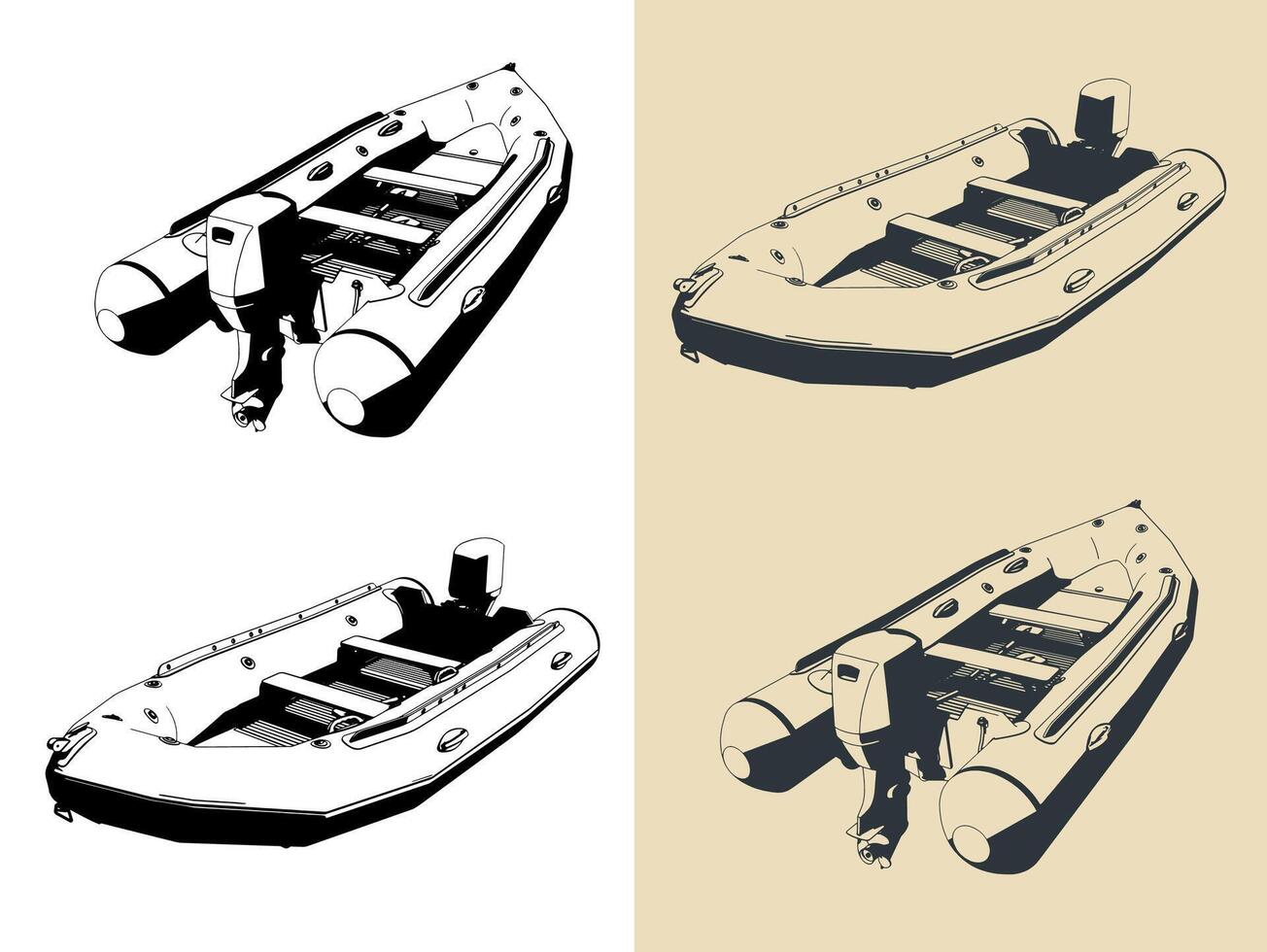 Inflatable motor boat vector