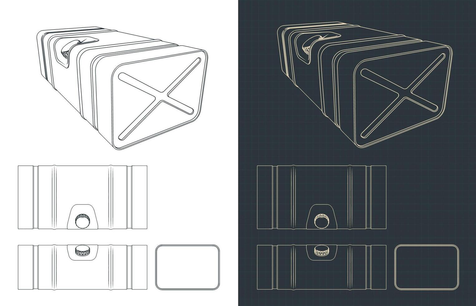 Fuel tank blueprints vector