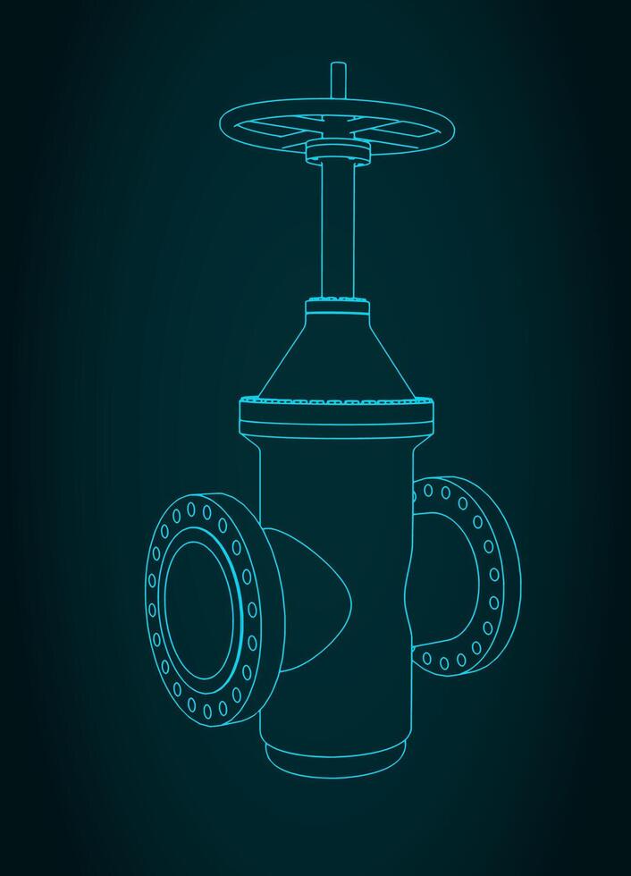 Valve blueprint illustration vector