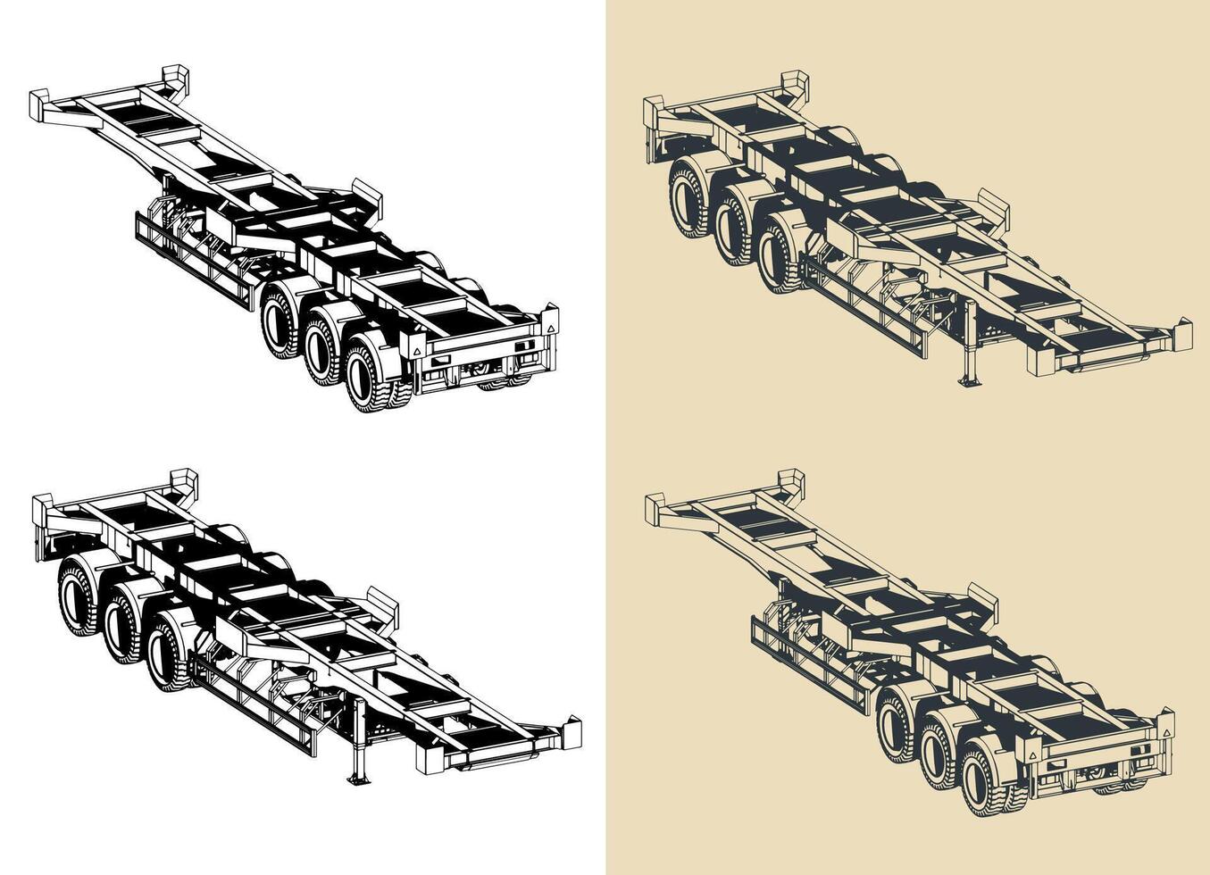 Container semi-trailer illustrations vector