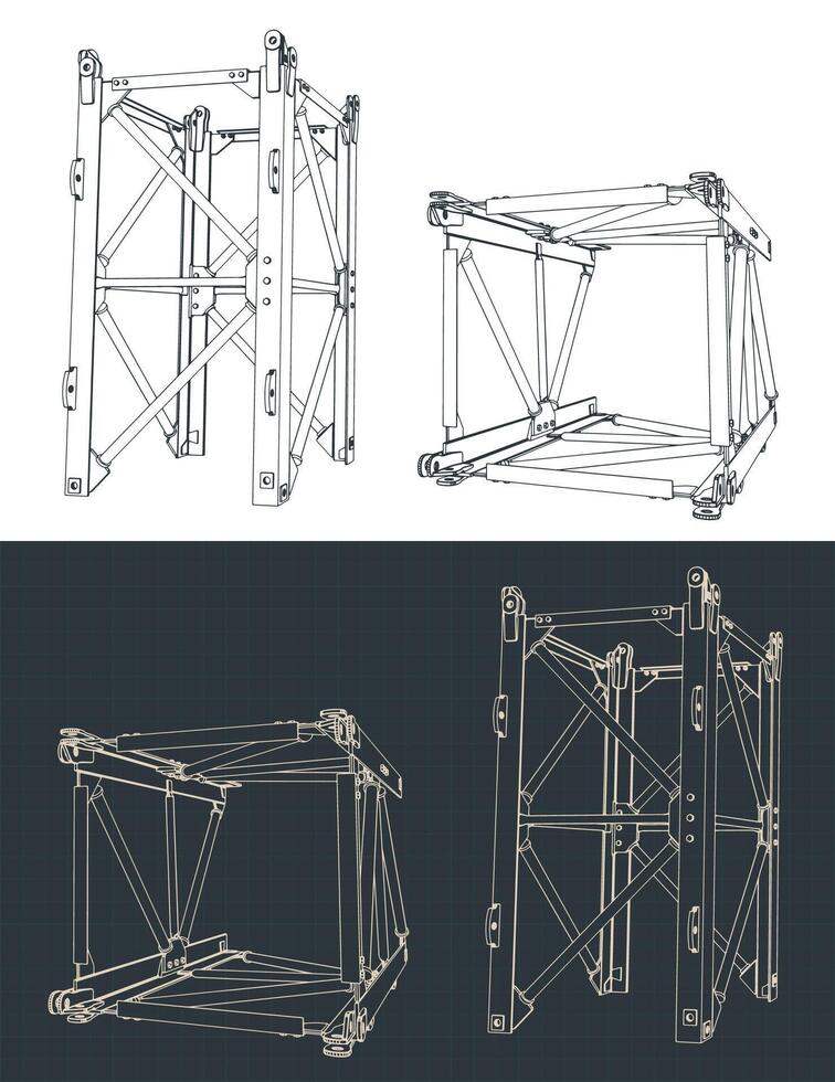 Tower crane section drawings vector