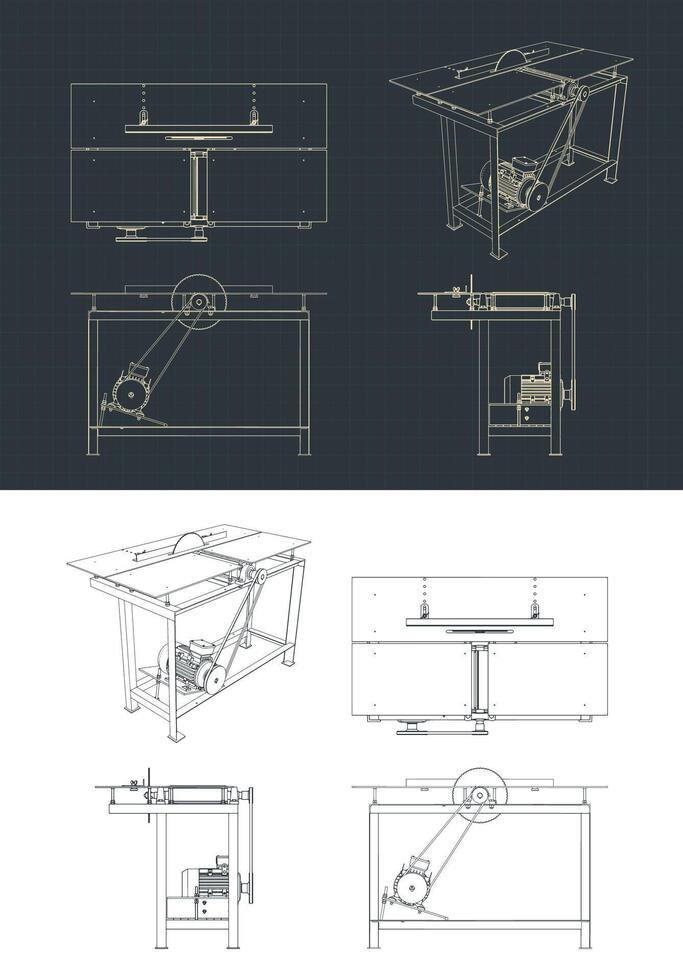 Table Cutting Machine Drawings vector