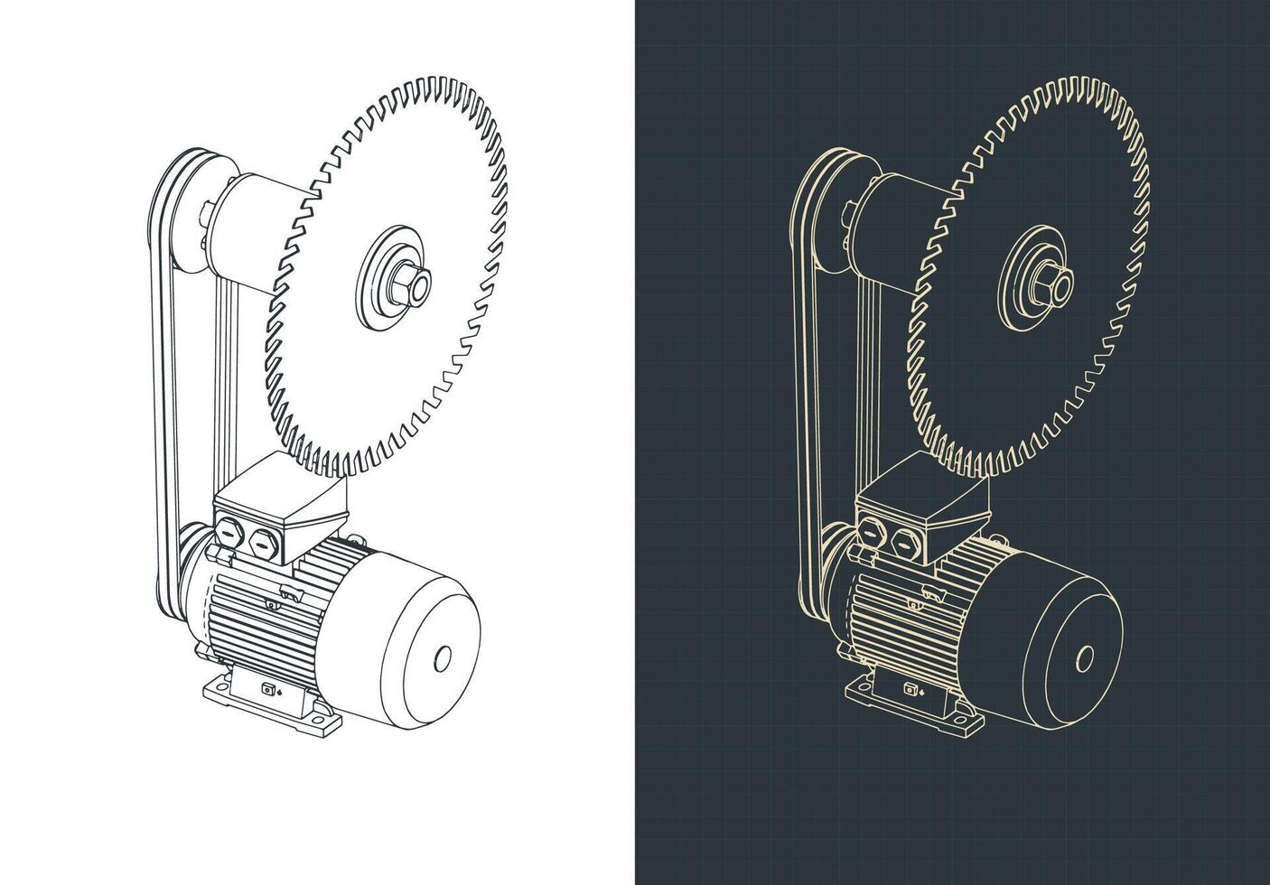 Circular saw isometric drawings vector