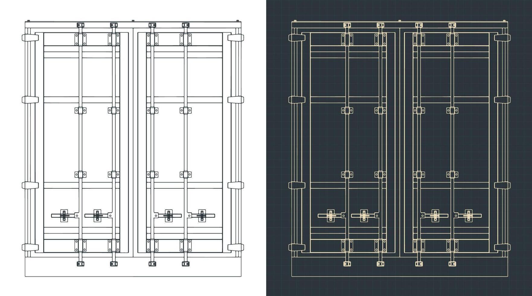Cargo container blueprints vector