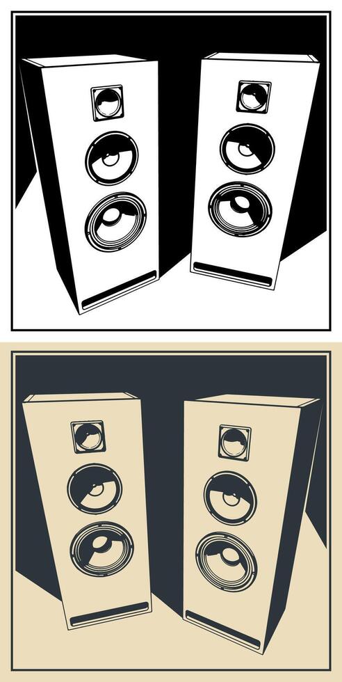 Powerful floor-standing speakers vector