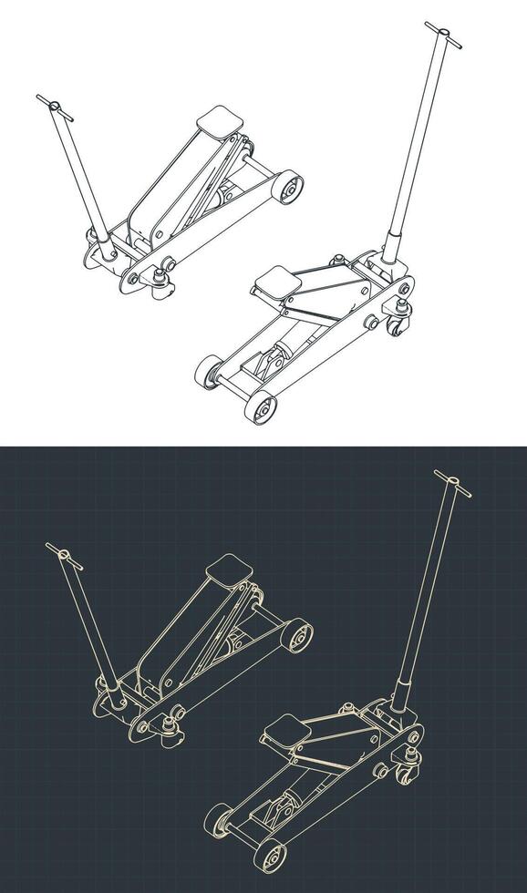 Hydraulic Car Jack Isometric Drawings vector
