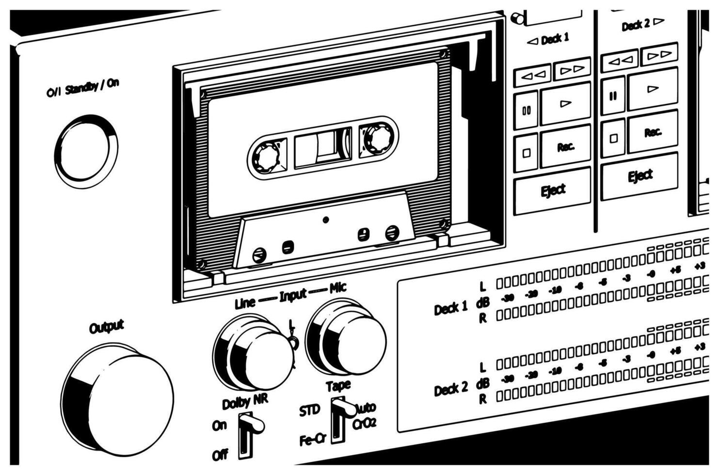 Tape recorder close-up vector
