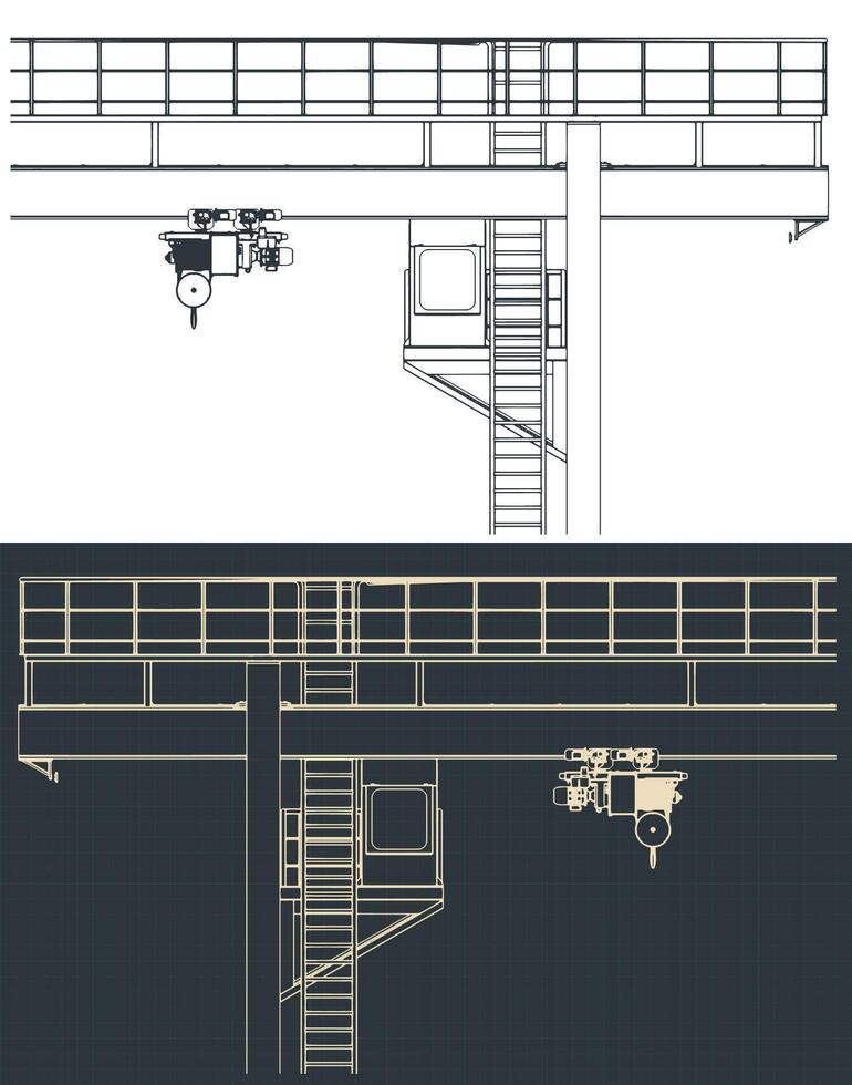 Gantry crane blueprints vector