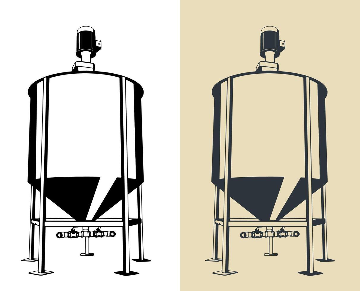 Large industrial tank mixer vector