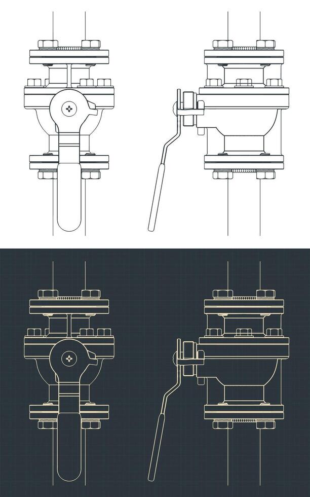 Ball valve blueprint vector