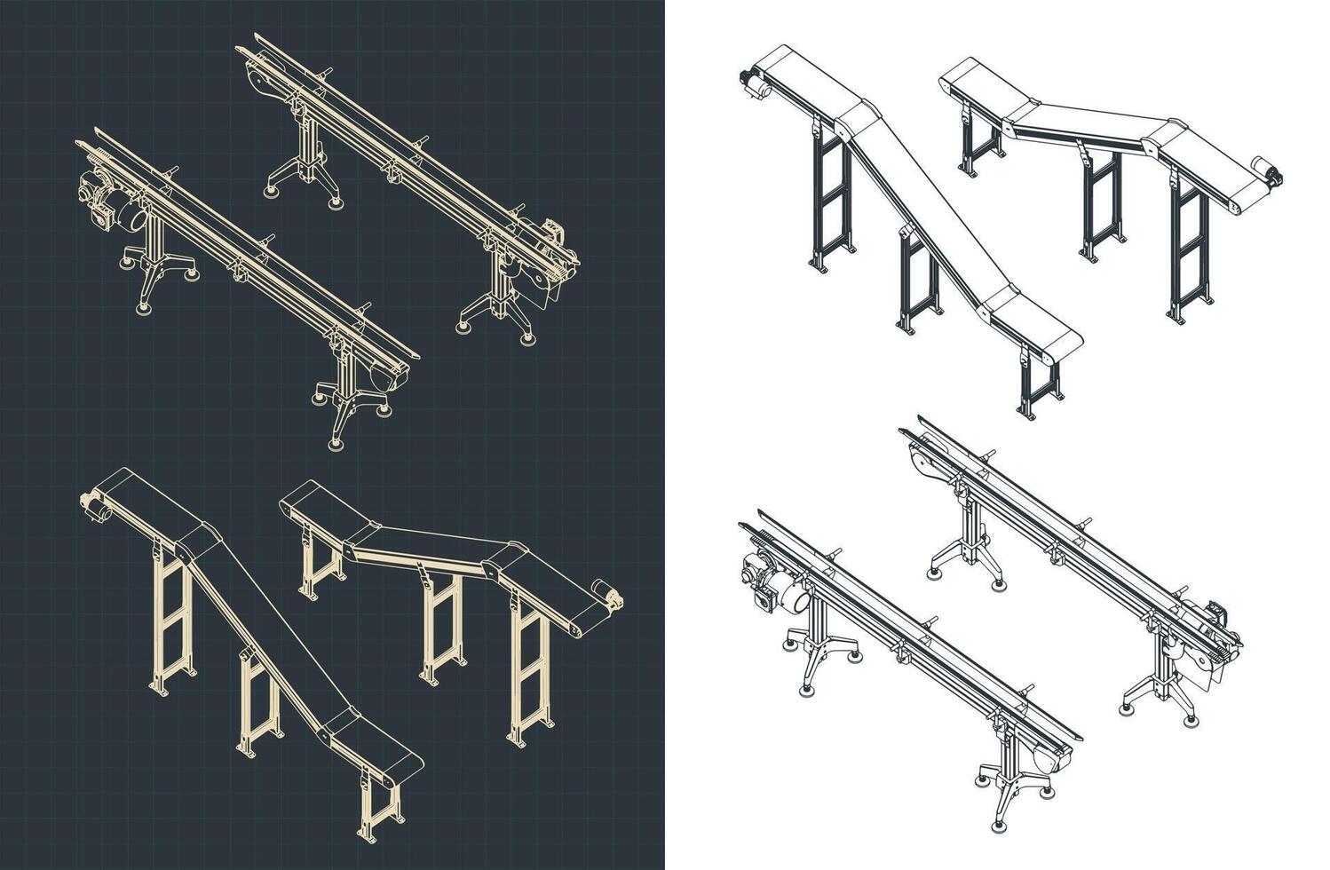 Conveyor lines illustrations vector