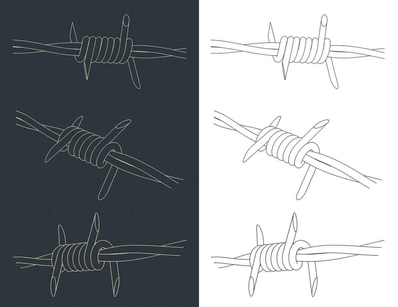 Barbed wire segment close up vector
