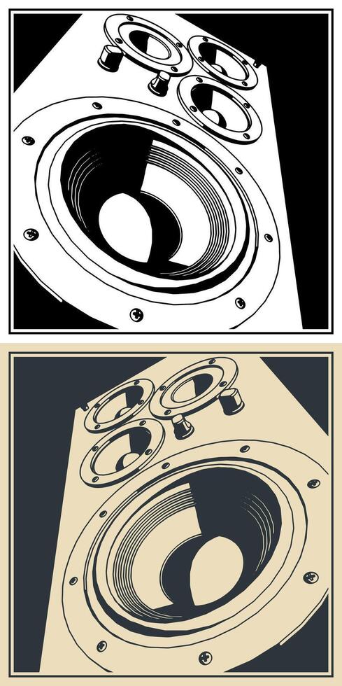 Powerful floor standing speakers illustrations vector