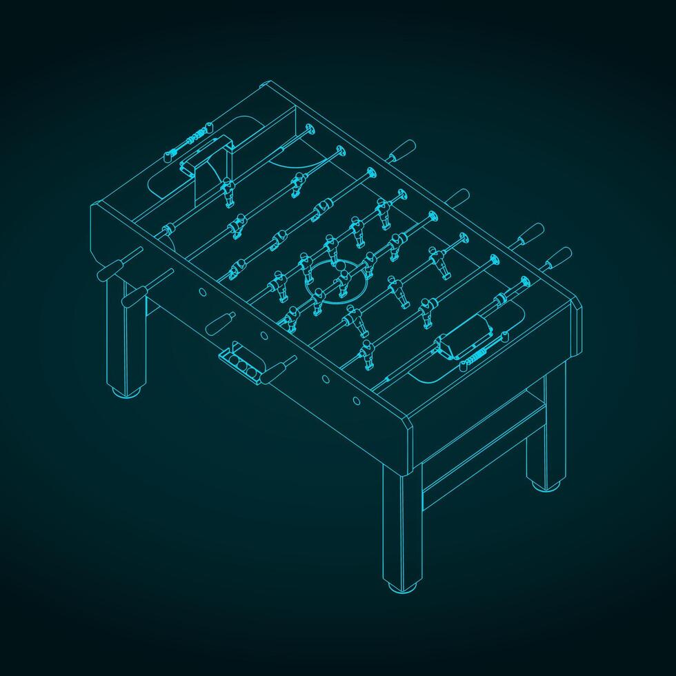 Classic foosball table isometric drawing vector