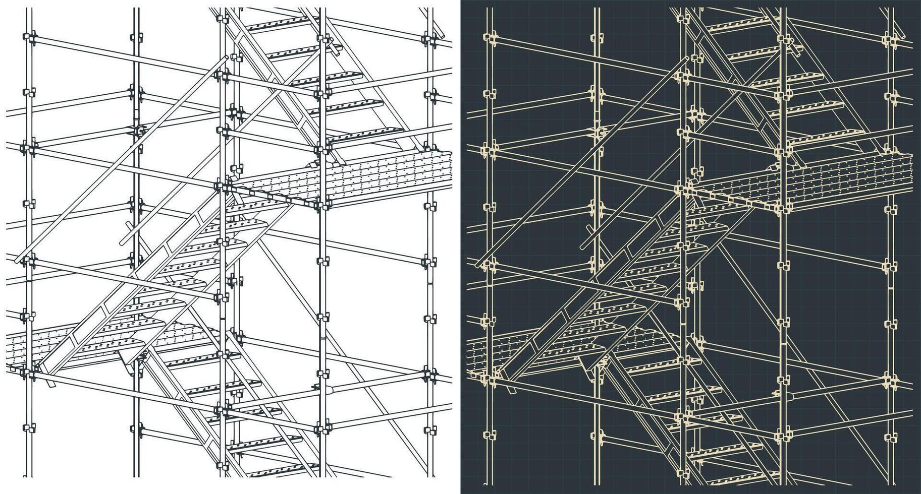 Scaffolding blueprints illustrations vector