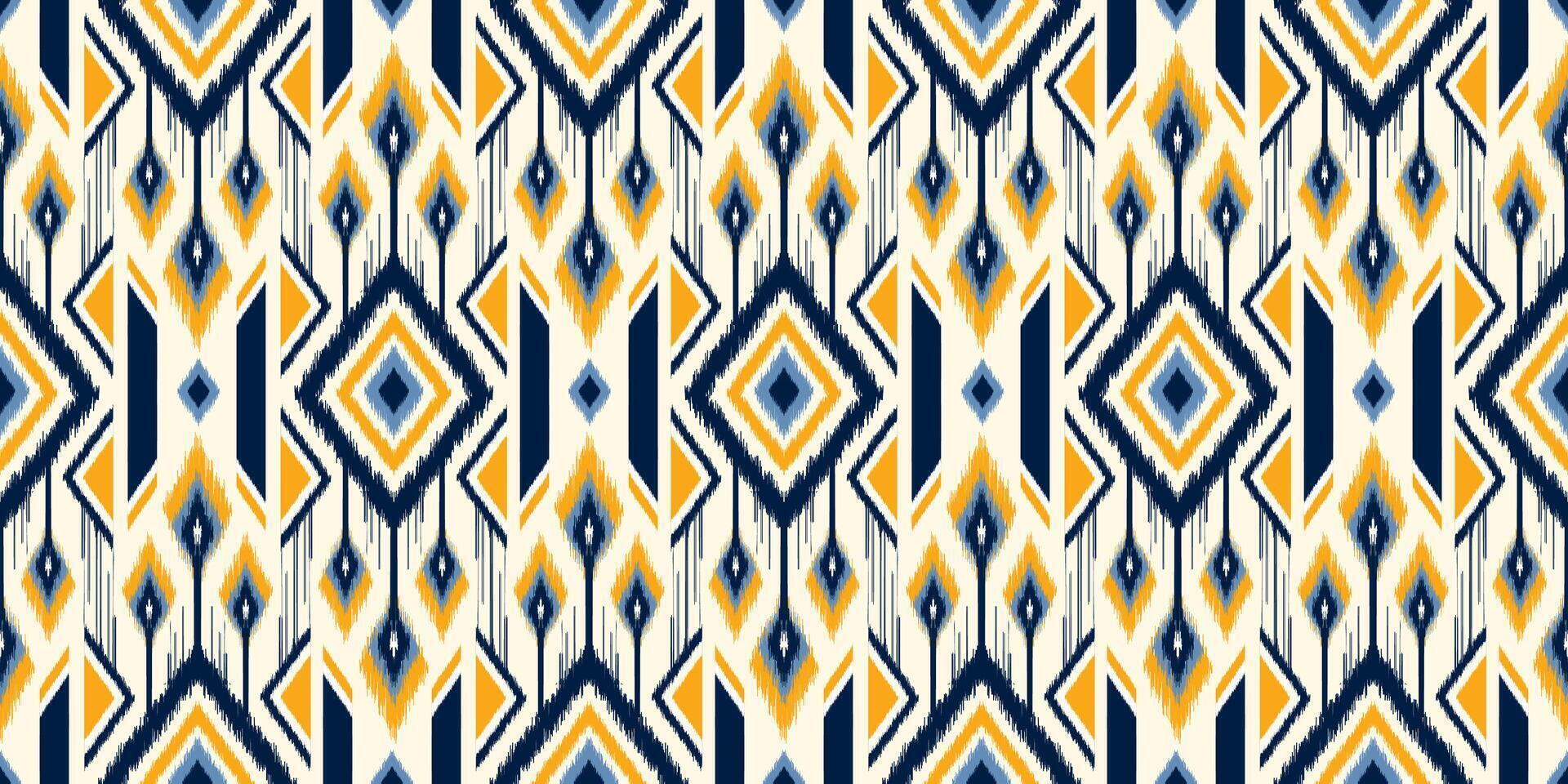 Seamless pattern ethnic abstract background round ikat patterngeometric curve design for fashion clothes, textile, wrapping, decoration background. vector