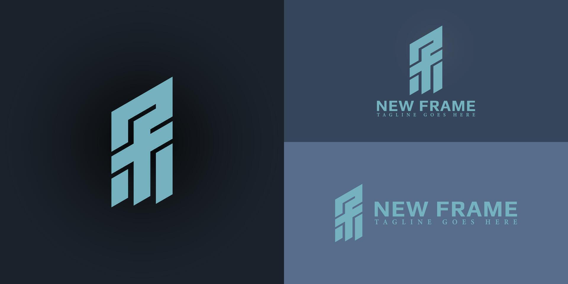Abstract initial letters NF or FN logo in blue color isolated on multiple background colors. The logo is suitable for clothing and apparel logo design illustration inspiration templates. vector