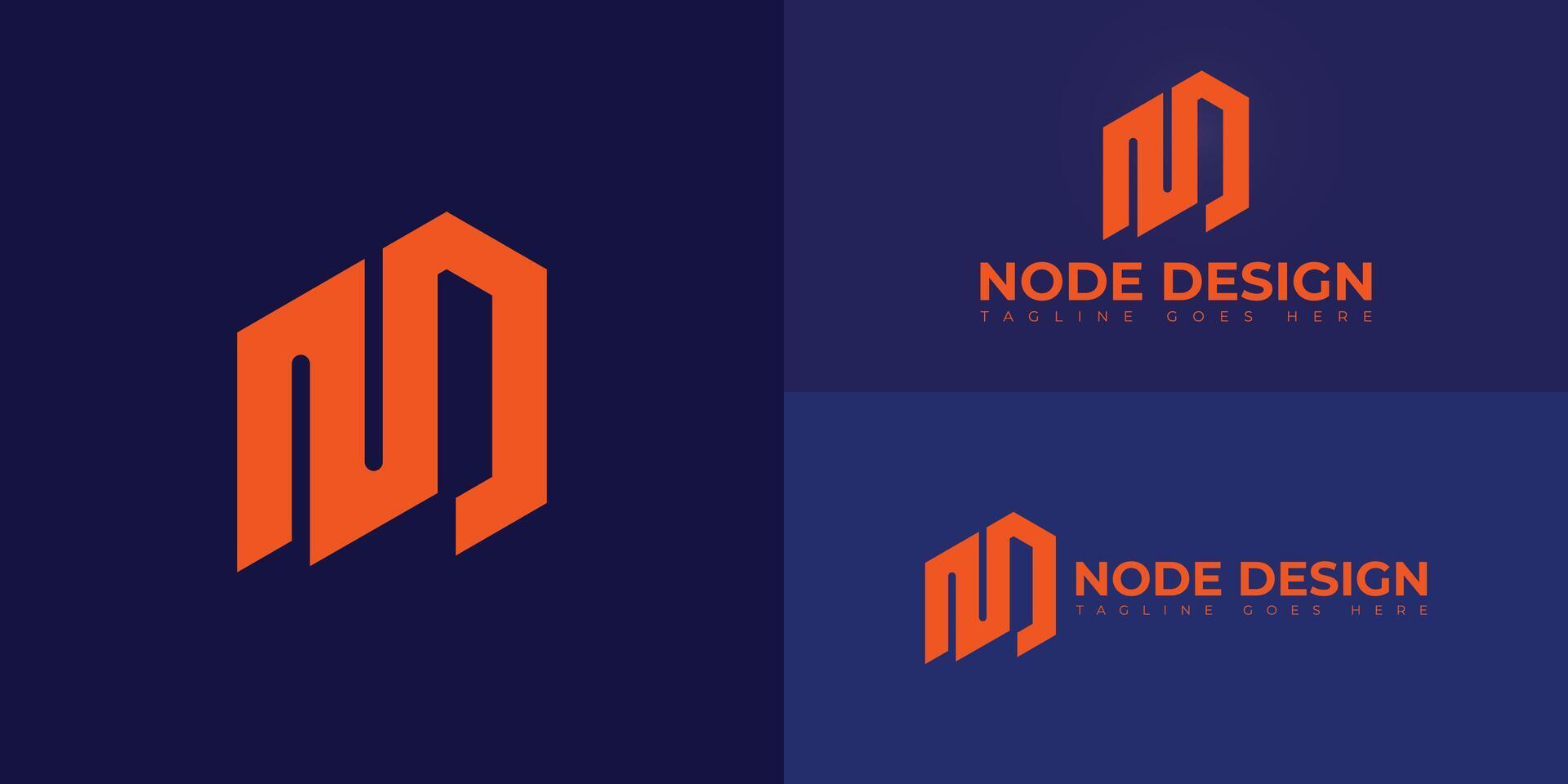 Abstract initial hexagon letters ND or DN logo in orange color isolated on multiple background colors. The logo is suitable for property business company logo design illustration inspiration templates vector