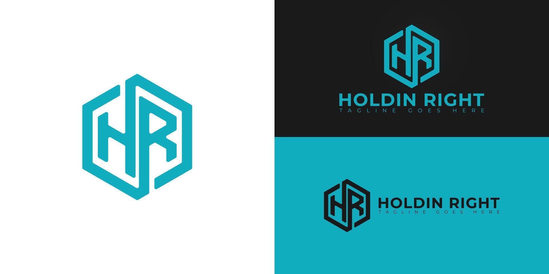 Abstract initial hexagon letters HR or RH logo in blue color isolated on multiple background colors. The logo is suitable for human resources services logo design illustration inspiration vector