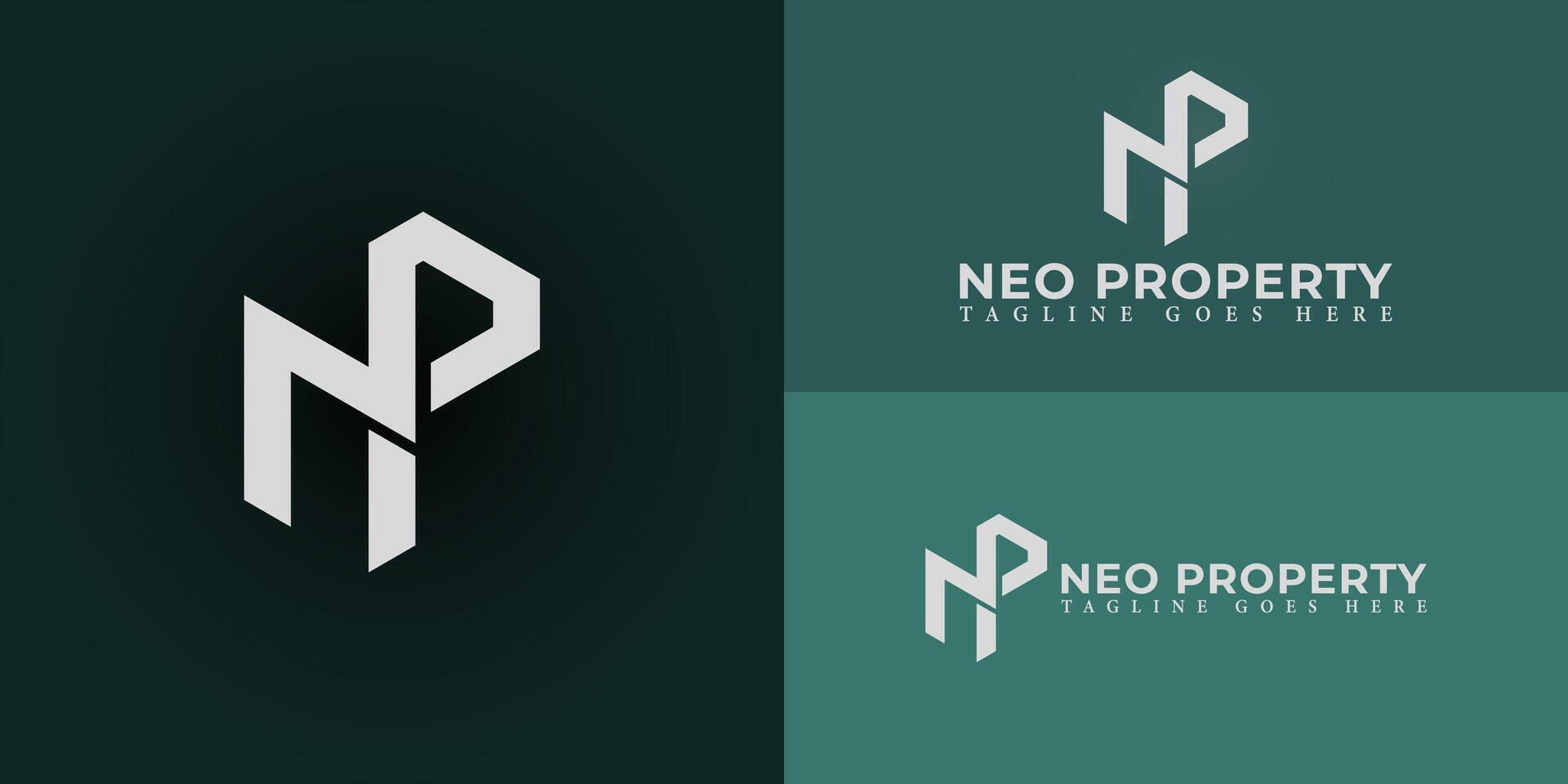 Abstract initial letters NP or PN logo in white color isolated on multiple background colors. The logo is suitable for real estate and property company logo design illustration inspiration vector