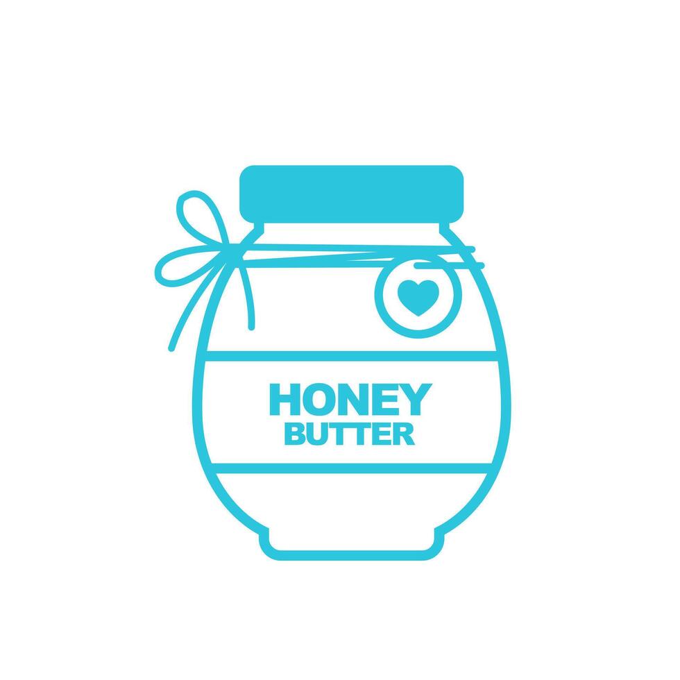 Delicious Honey butter jar. Isolated on white background. From blue icon set. vector