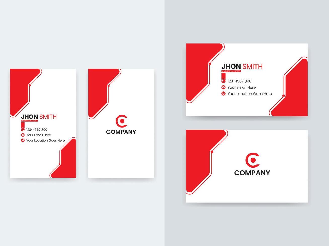 Modern Double sided Business Card Template, Portrait and Landscape Layouts vector