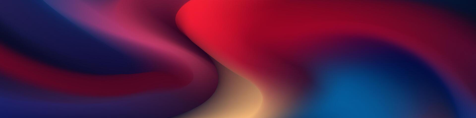 Captivating abstract mesh blur banner with mesmerizing, dynamic mesh wave blur in vibrant yellow, red, and blue for eye catching promotional visuals vector