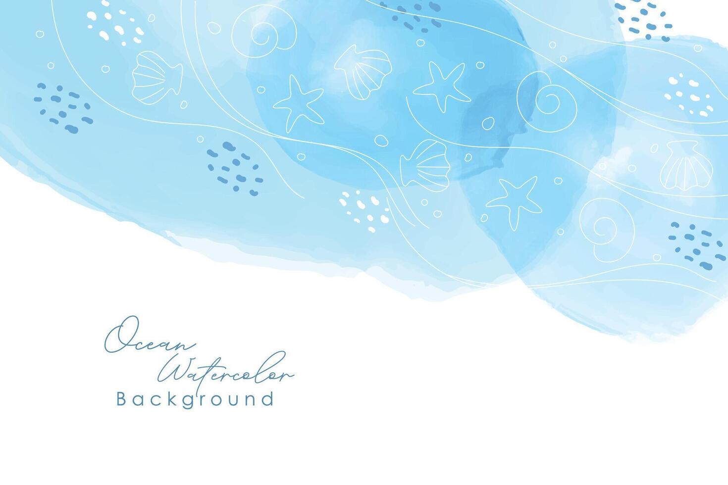 Sea Animal Watercolor Turquoise Blue Abstract Background vector