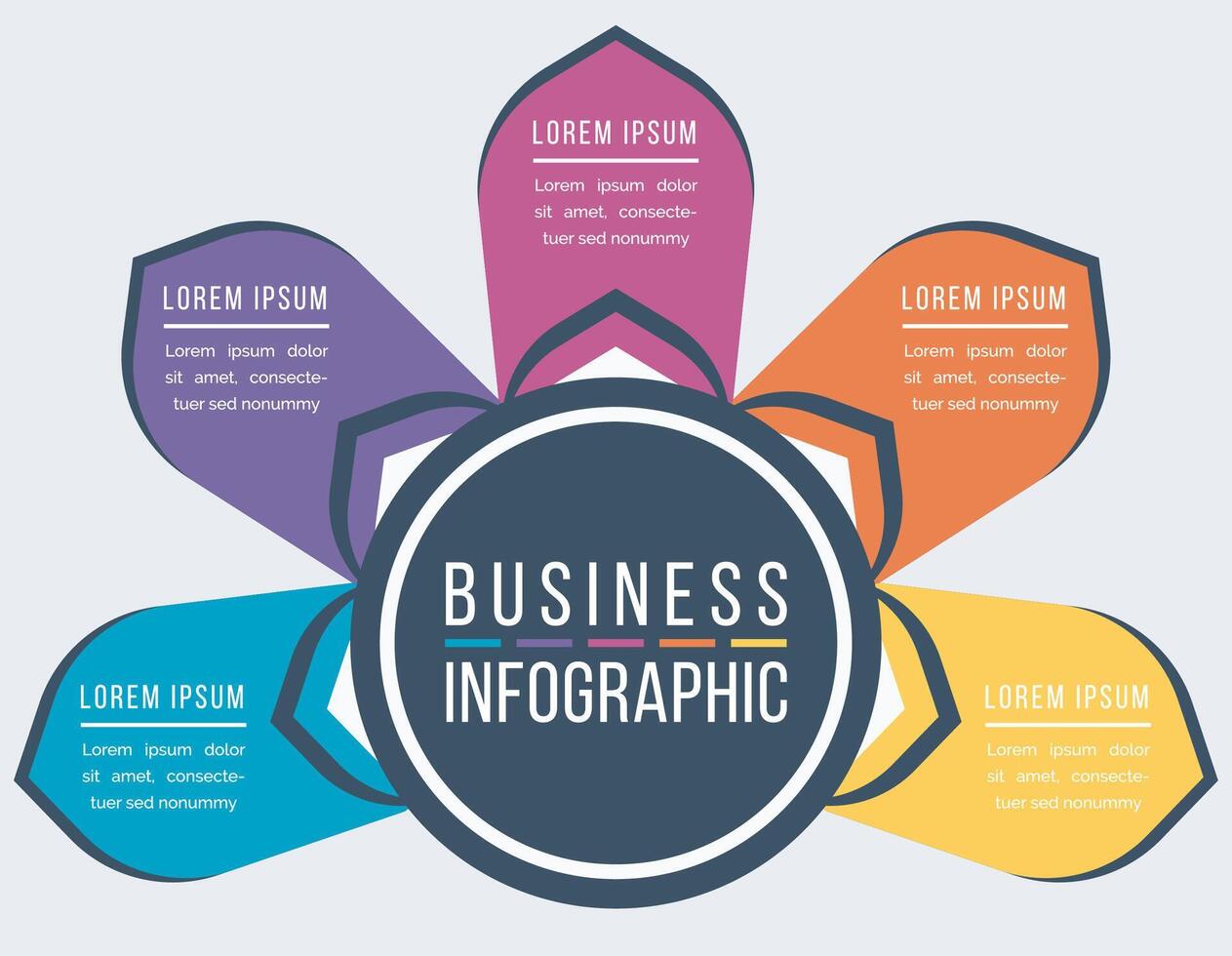 Infographic design 5 steps, objects, options or elements business information colorful infographic template vector