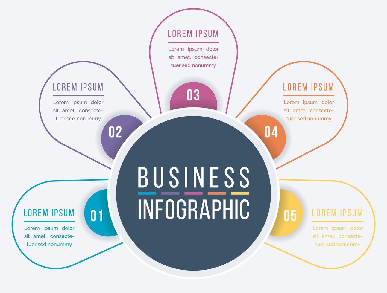 Infographic design 5 steps, objects, elements or options business information template vector