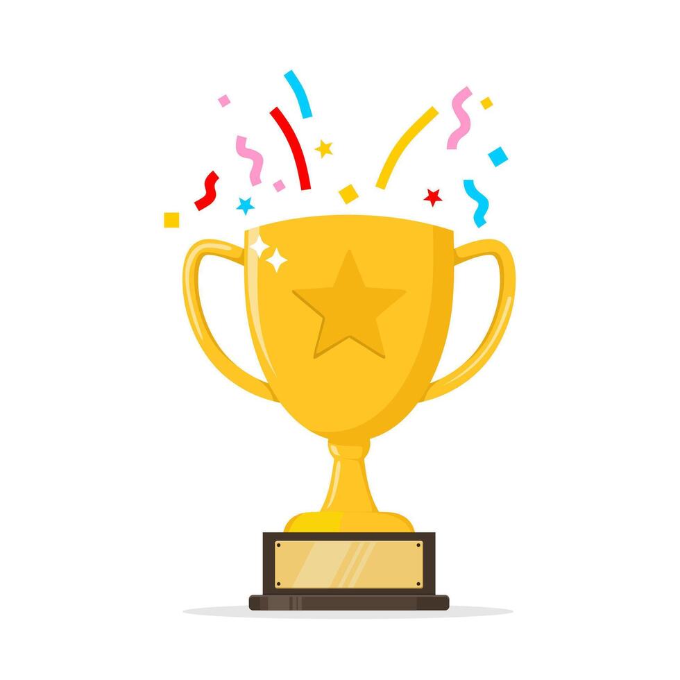Winner's trophy icon. The golden trophy is a symbol of victory in a sports event. vector