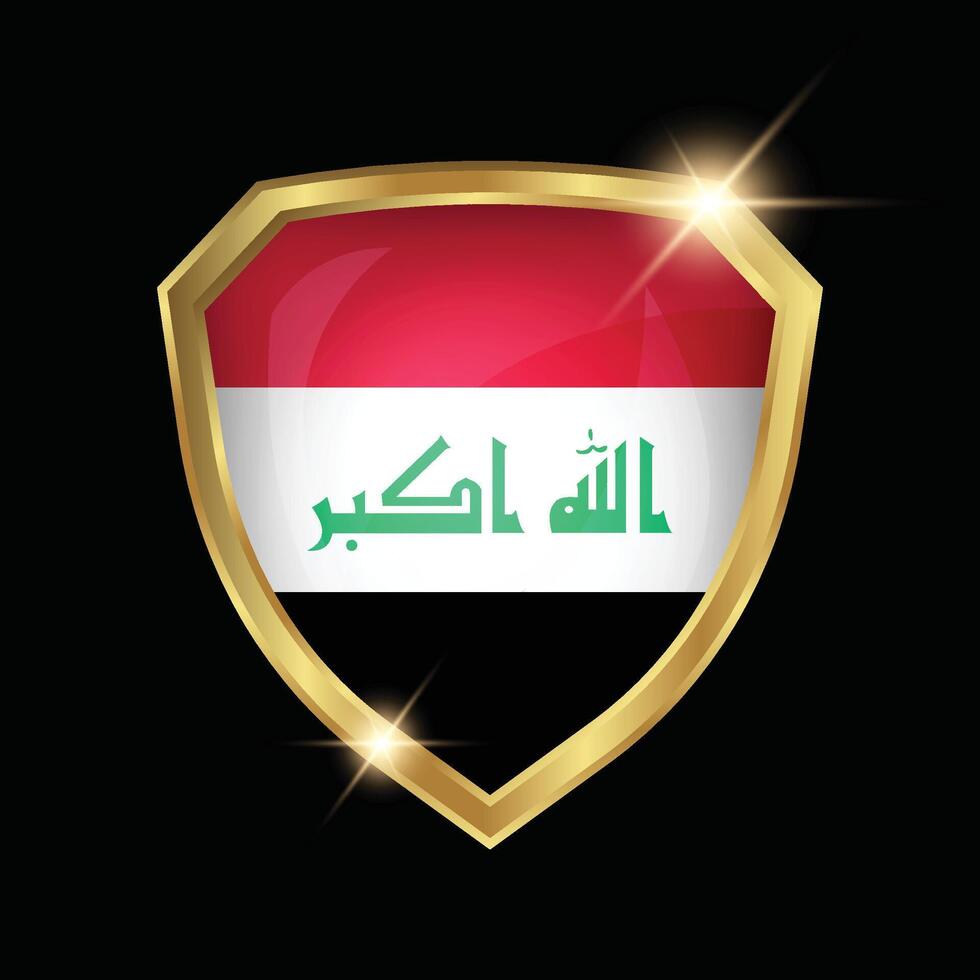 Iraq Flag Golden Shield Logo vector