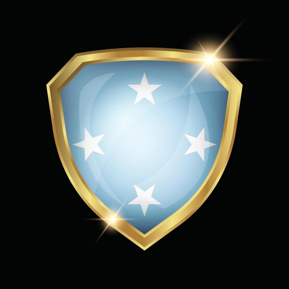 Micronesia Flag Golden Shield Logo vector