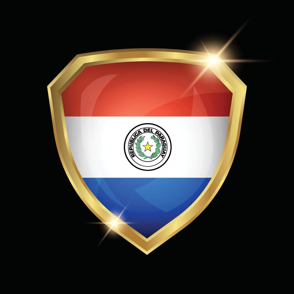 Paraguay Flag Golden Shield Logo vector
