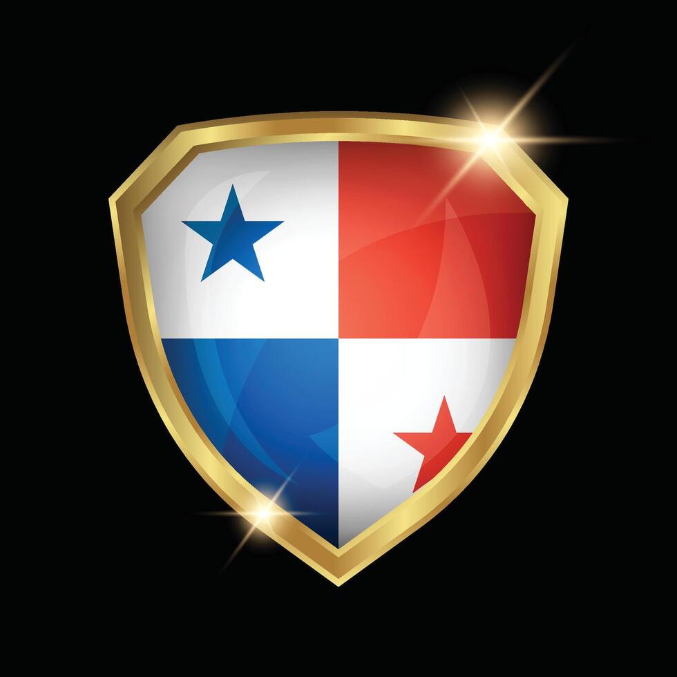 Panama Flag Golden Shield Logo vector