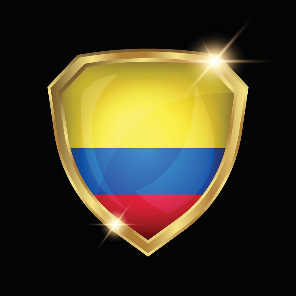 Colombia Flag Golden Shield Logo vector