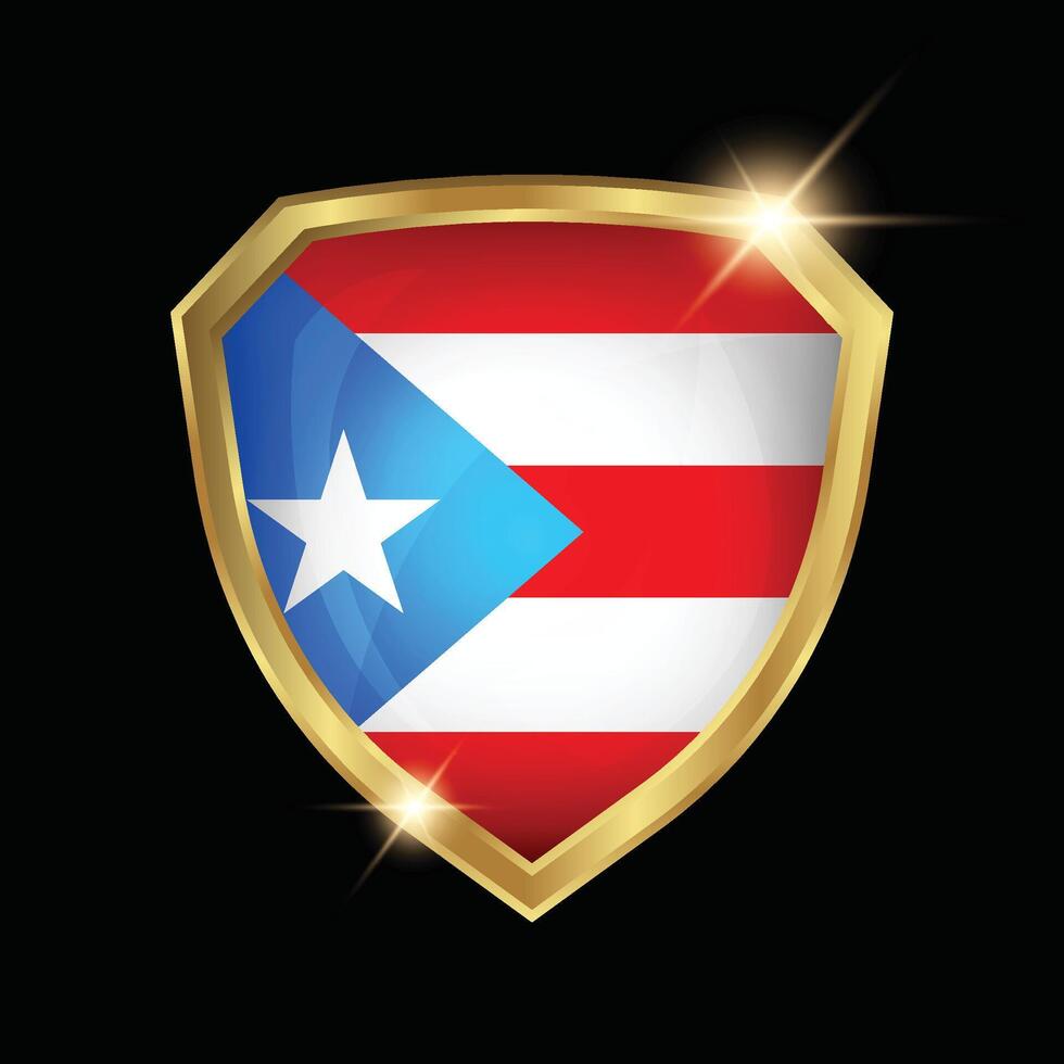 Puerto Rico Flag Golden Shield Logo vector
