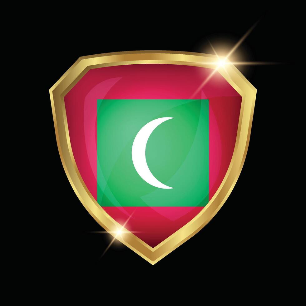 Maldives Flag Golden Shield Logo vector
