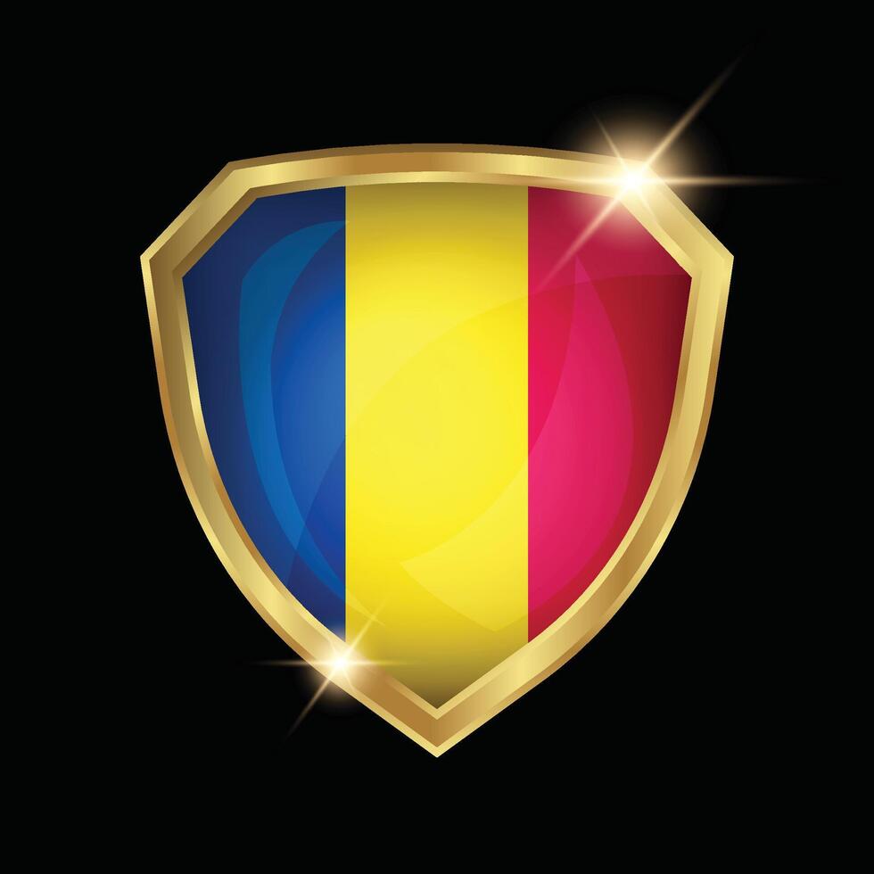 Chad Flag Golden Shield Logo vector