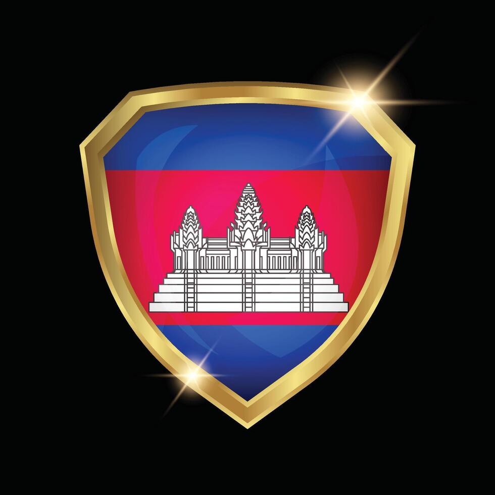 Cambodia Flag Golden Shield Logo vector