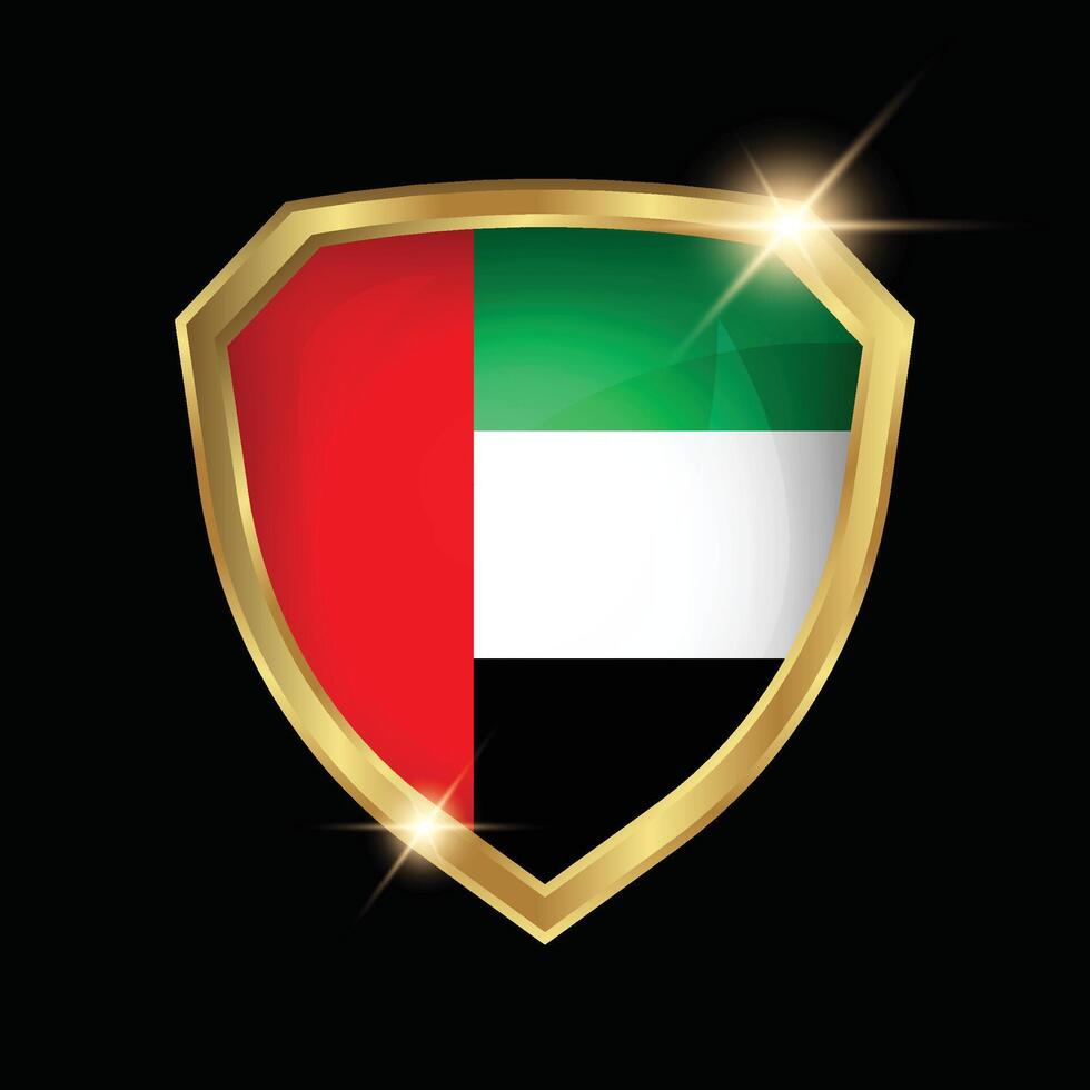 United Arab Emirates Flag Golden Shield Logo vector