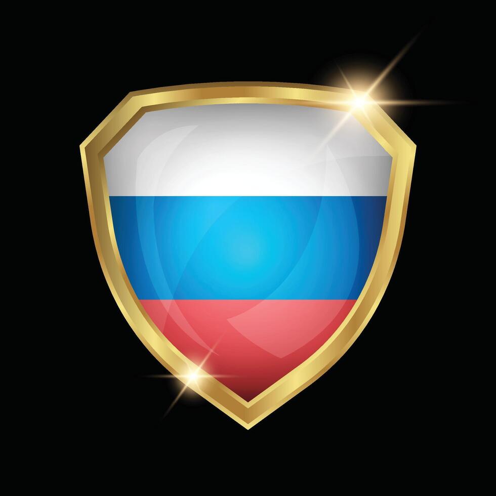 Russia Flag Golden Shield Logo vector