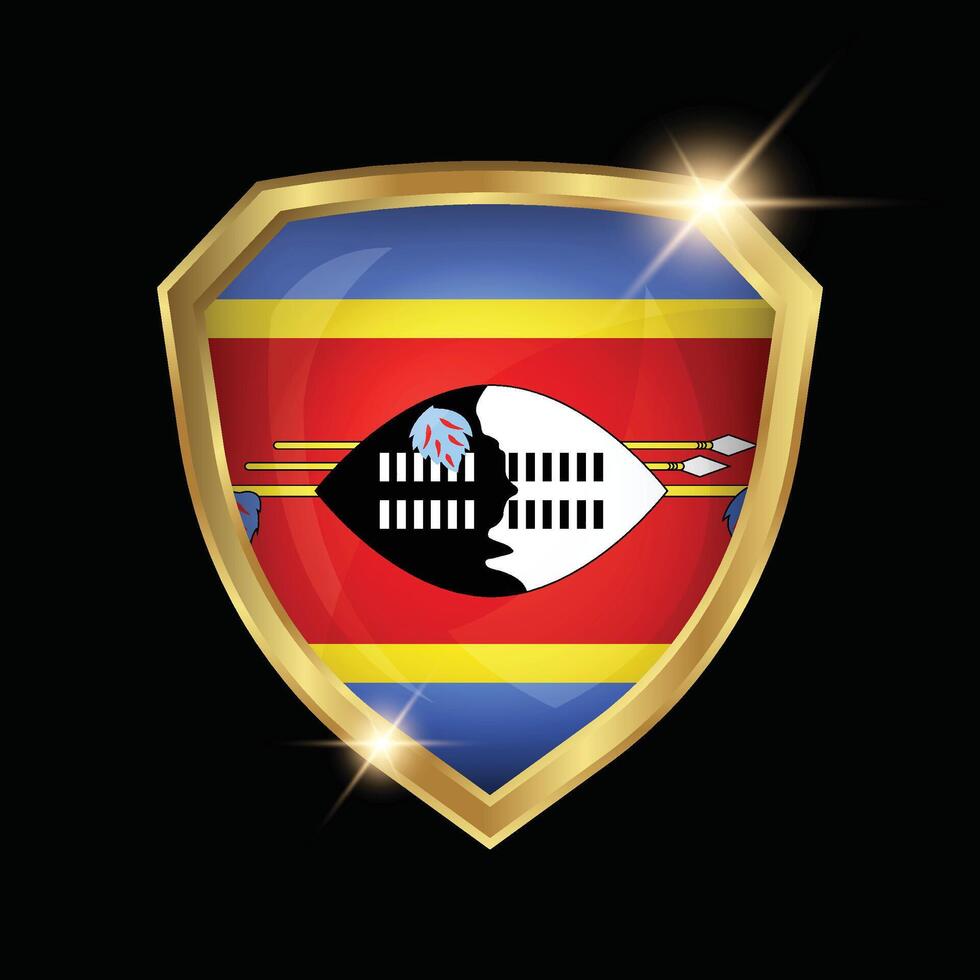 Eswatini Flag Golden Shield Logo vector
