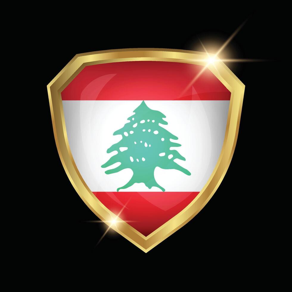 Lebanon Flag Golden Shield Logo vector