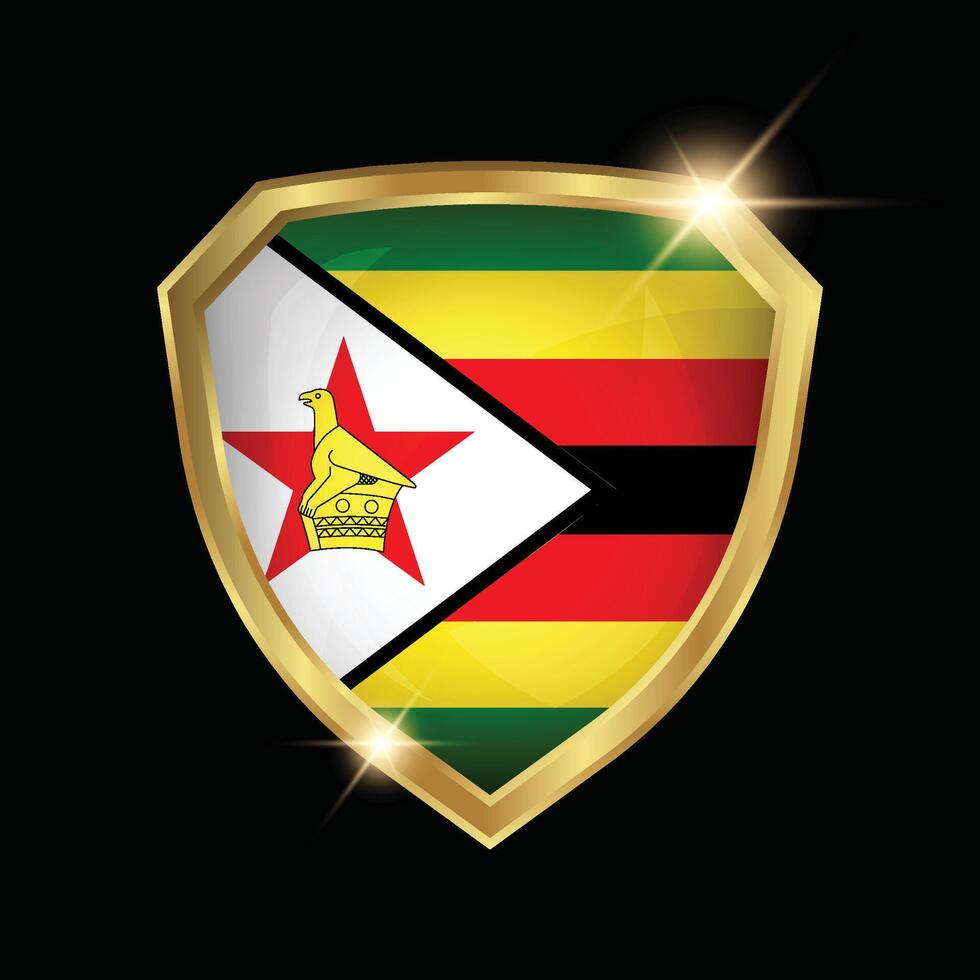 Zimbabwe Flag Golden Shield Logo vector