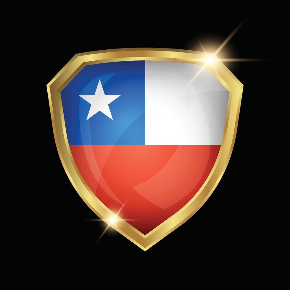 Chile Flag Golden Shield Logo vector
