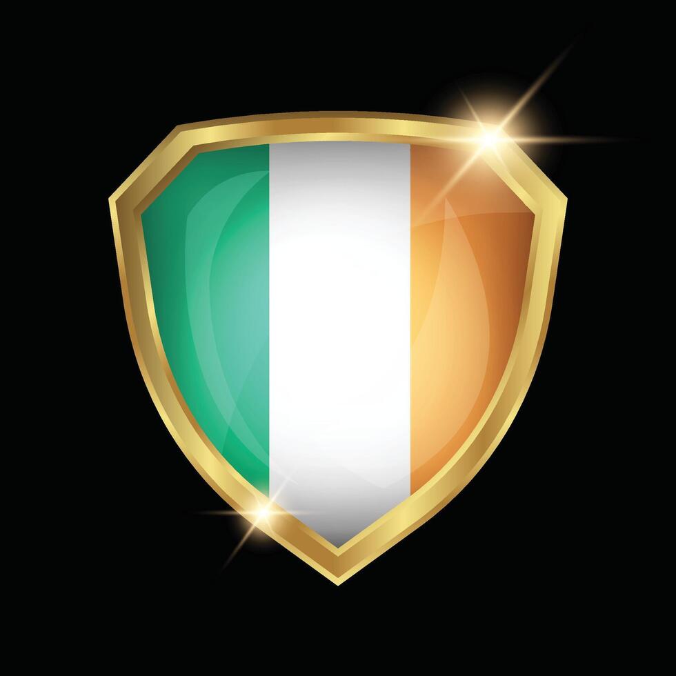 Ireland Flag Golden Shield Logo vector