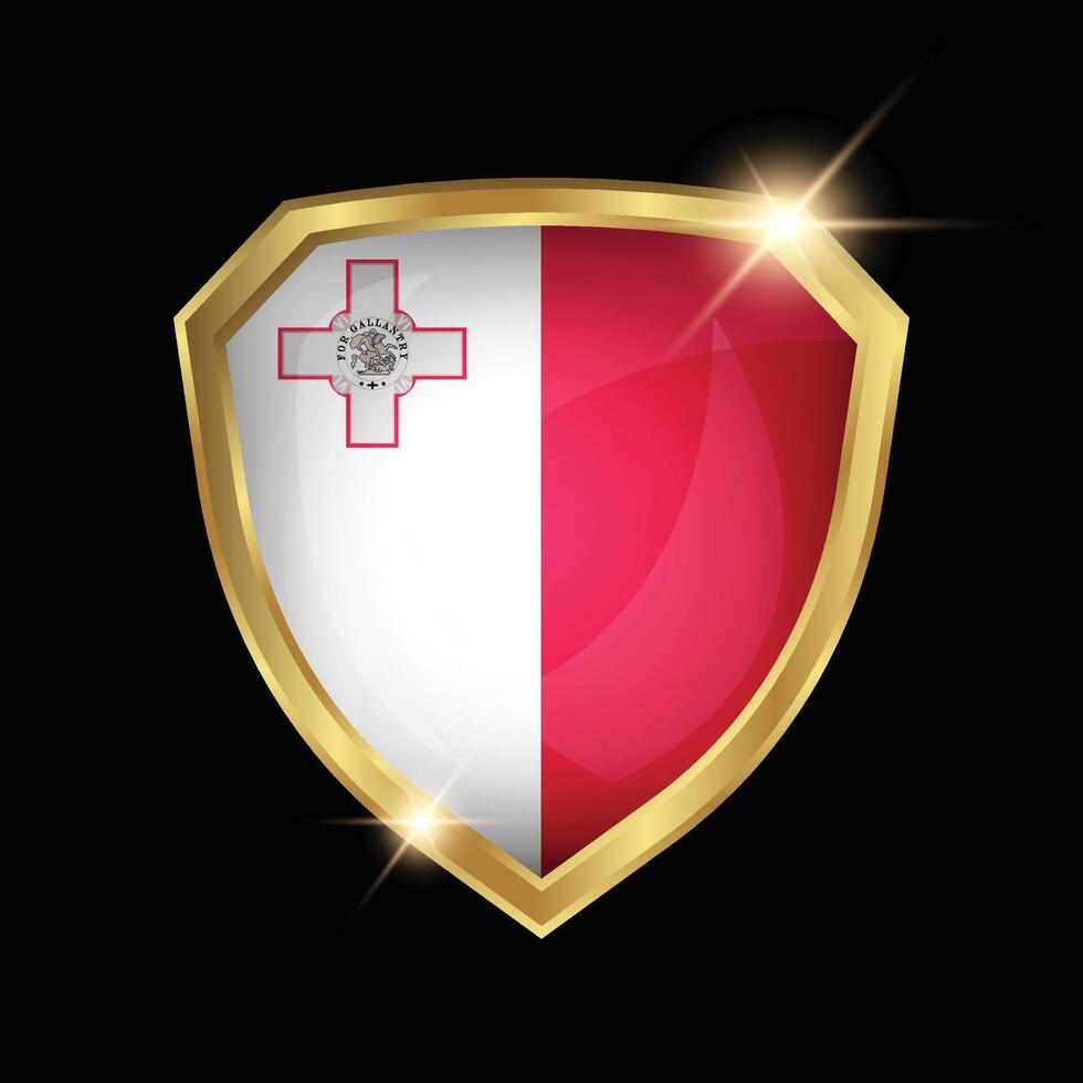 Malta Flag Golden Shield Logo vector