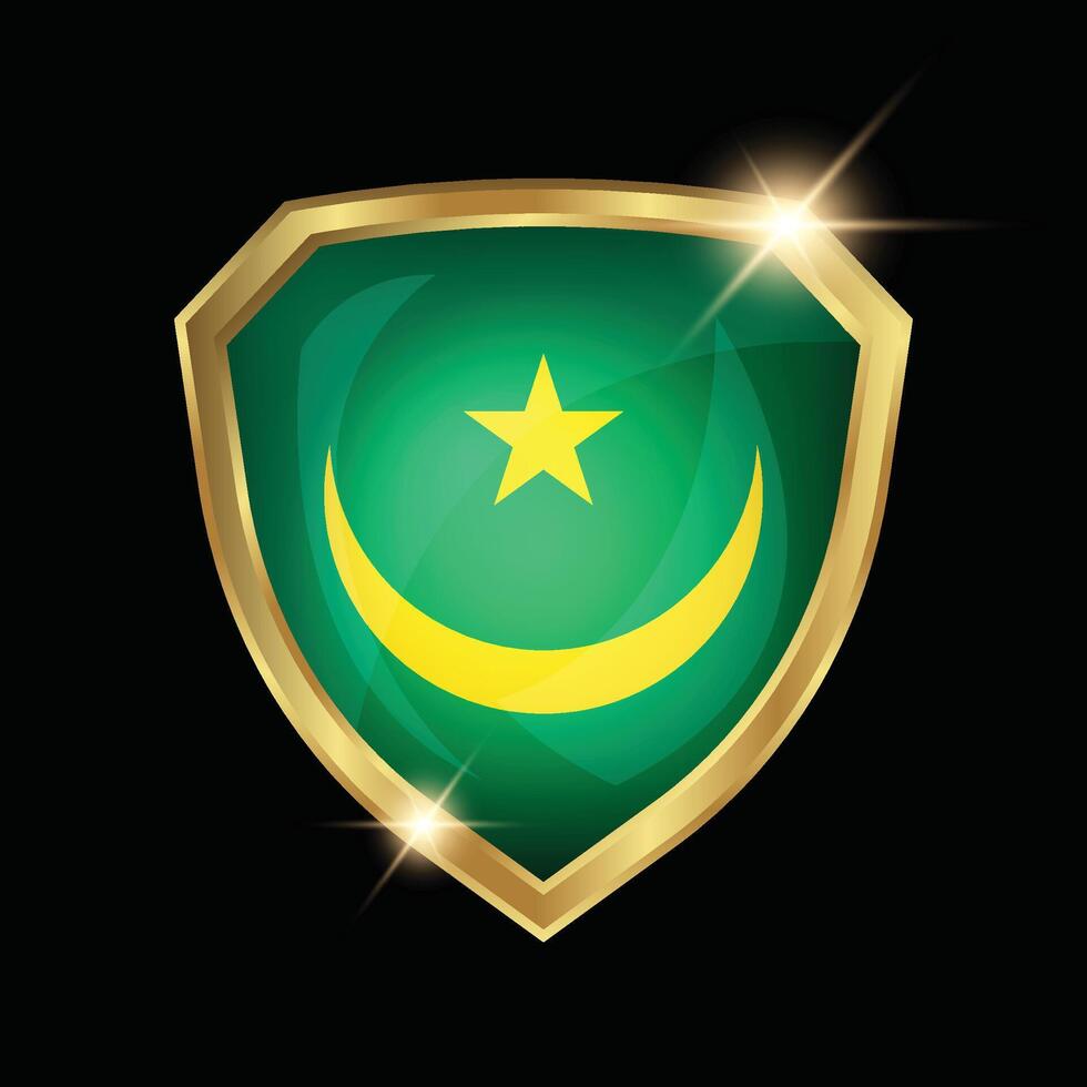 Mauritania Flag Golden Shield Logo vector